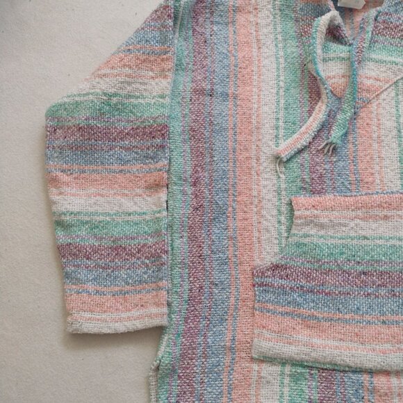 Rosy Pastel Colored Beach Blanket Hoodie M Relaxed Fit Comfy Surfer Pullover - Picture 5 of 7